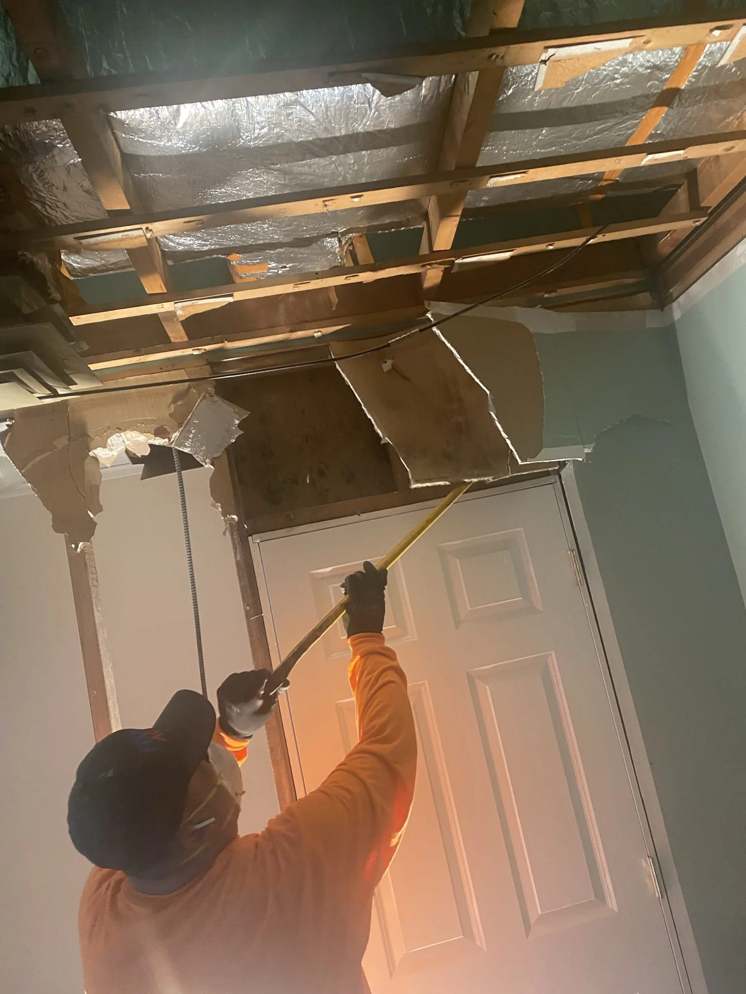 Damp Chicago basement being dried by The CleanUP Guys to prevent mold growth